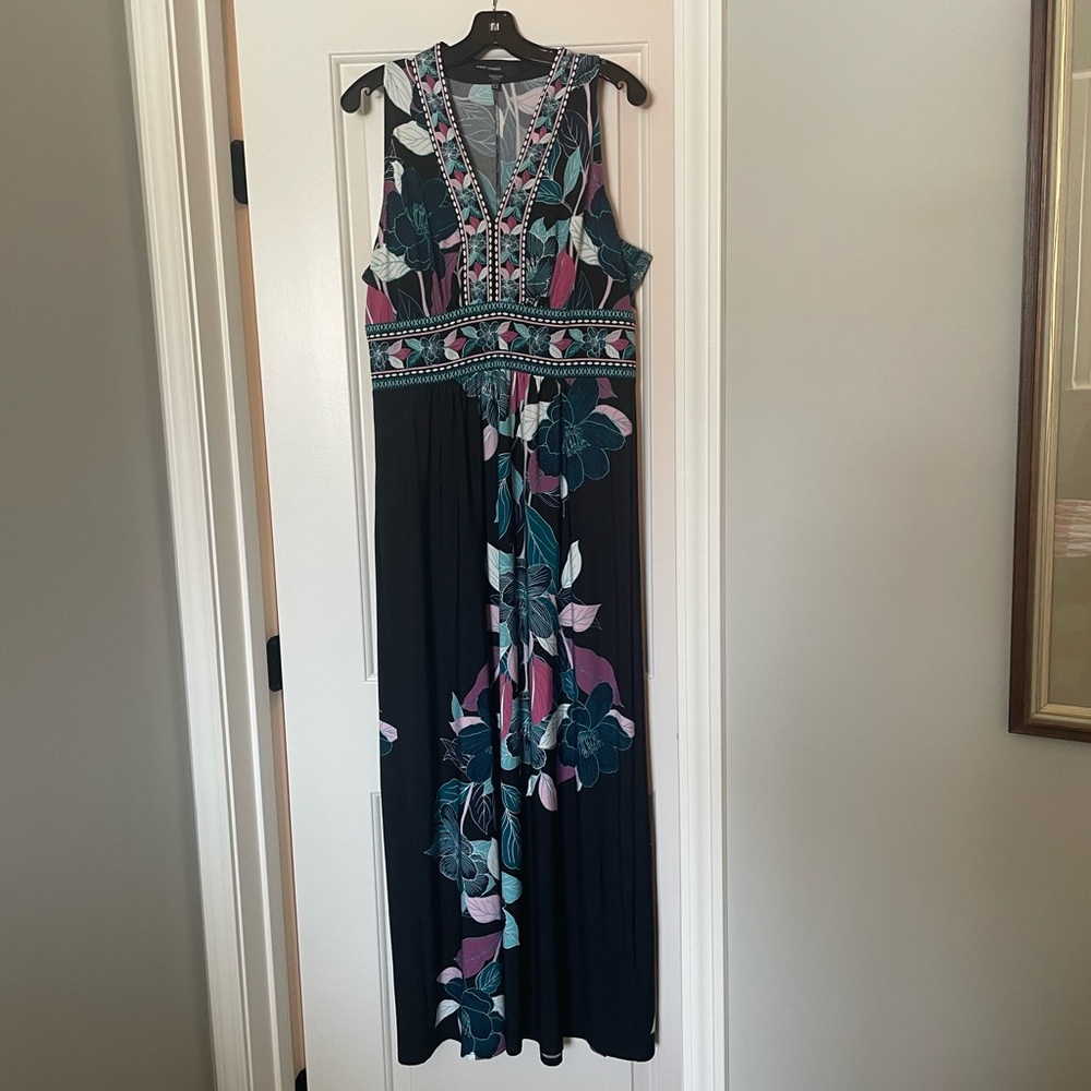Maggy London Floral Maxi Dress - Black and Teal